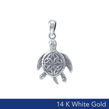 Celtic Sea Turtle 14K White Gold Pendant WPD082 - Jewelry